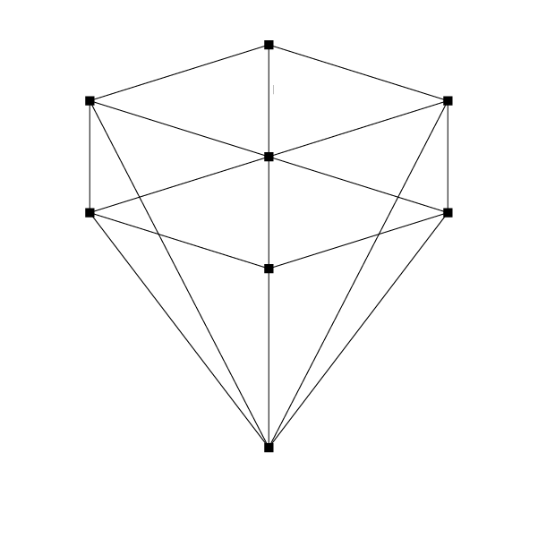Abstract cone shape built from line and dot elements