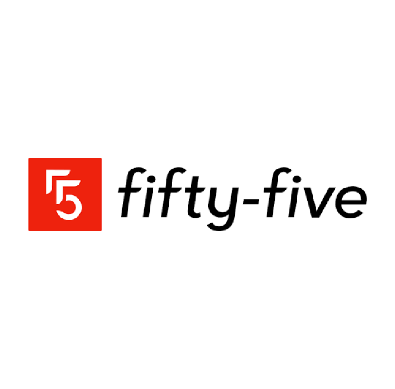 The Fifty-Five logo represents a data and analytics consultancy specializing in helping brands optimize performance through data-driven marketing and digital transformation.