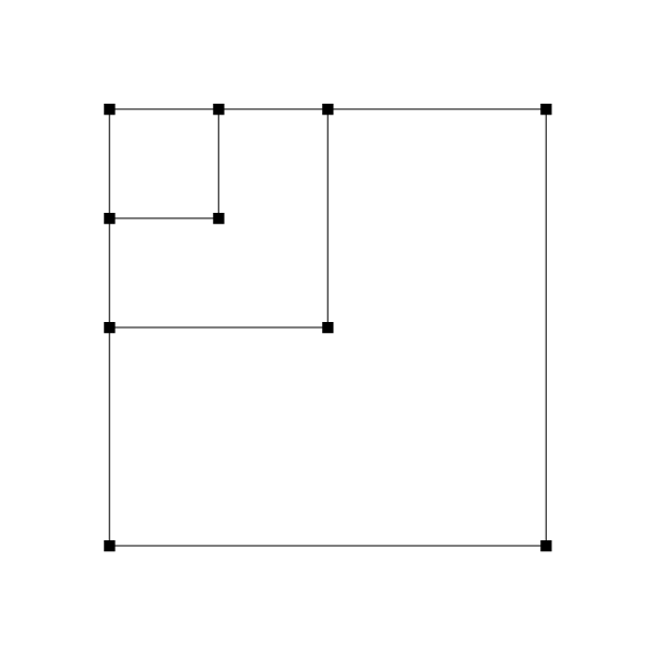 Abstract square shape built from line and dot elements